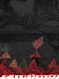 Womanista Women's  Printed Cotton Blend Saree with Pom