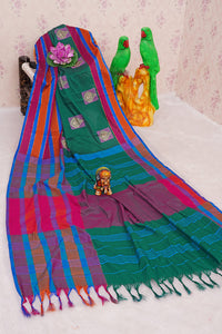 GRECIILOOKS Women's  Art Cotton Silk With Golden Border Printed Soft Silk Saree With Blouse Piece