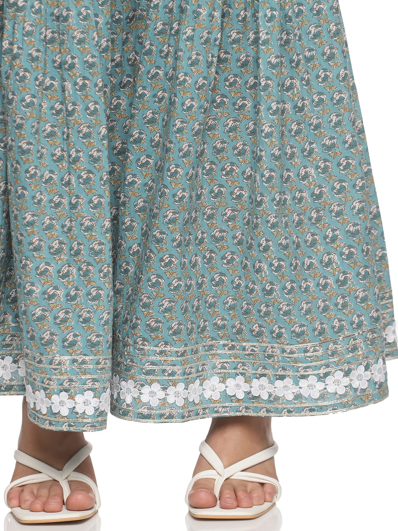 RAJMANDIRFABRICS Women's  Cotton Printed Straight Kurta Sharara With Dupatta Set