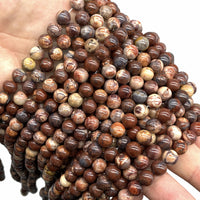 ABCGEMS Wood Eye Jasper Beads (Mohs Hardness 7) Healing Chakra Energy Crystal Stone Ideal for Bracelet Necklace Ring DIY Jewelry Making Craft Men Women Smooth Round 8mm