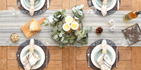 DII Farmhouse Braided Stripe Table Runner Collection, 15x72 (15x77, Fringe Included), Cool Gray 15x72