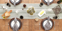 DII Farmhouse Braided Stripe Table Runner Collection, 15x108 (15x113, Fringe Included), Artichoke Green 15x108