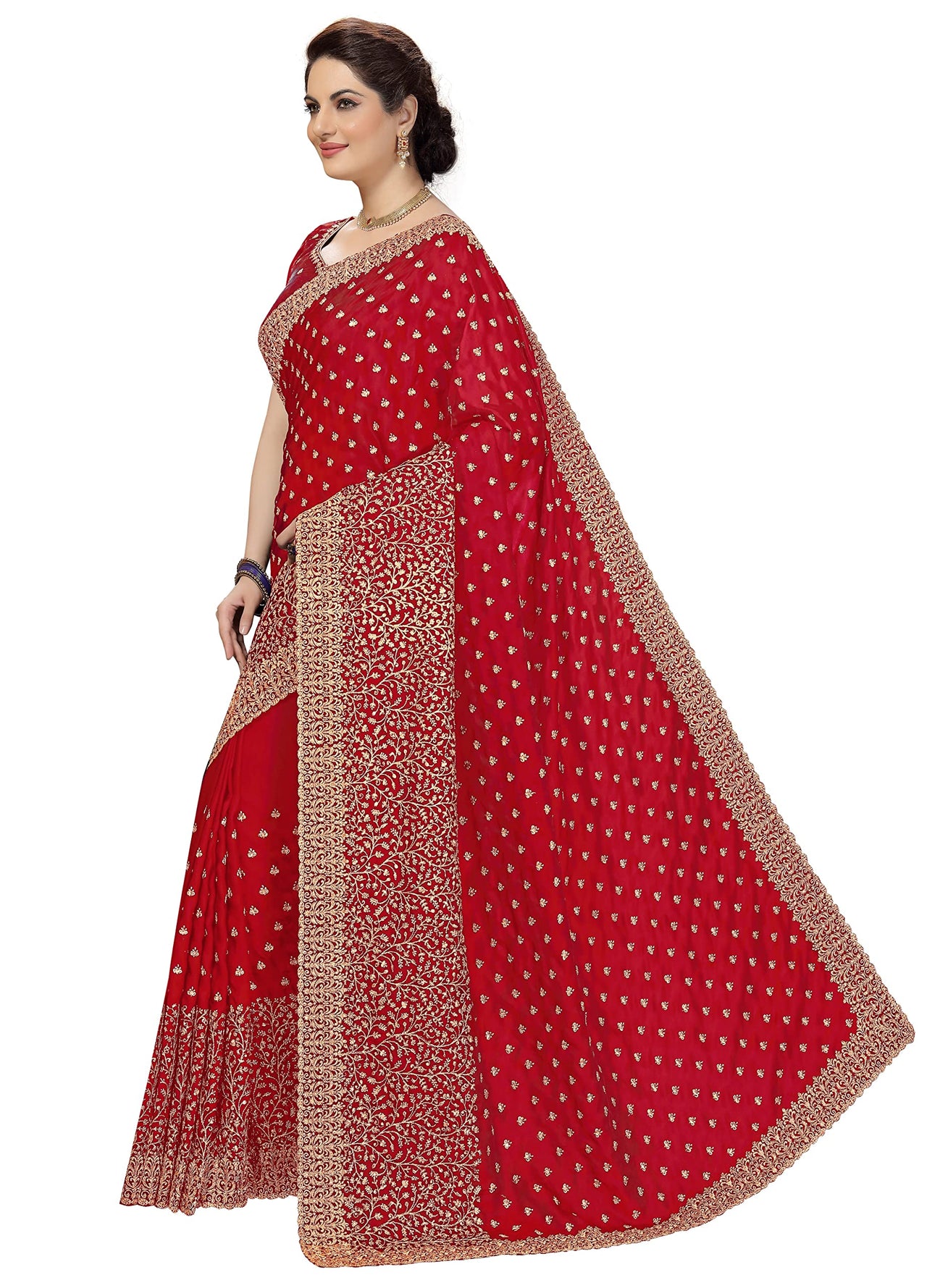 PANASH TRENDS Women's  Heavy Embroidered Silk Saree Women