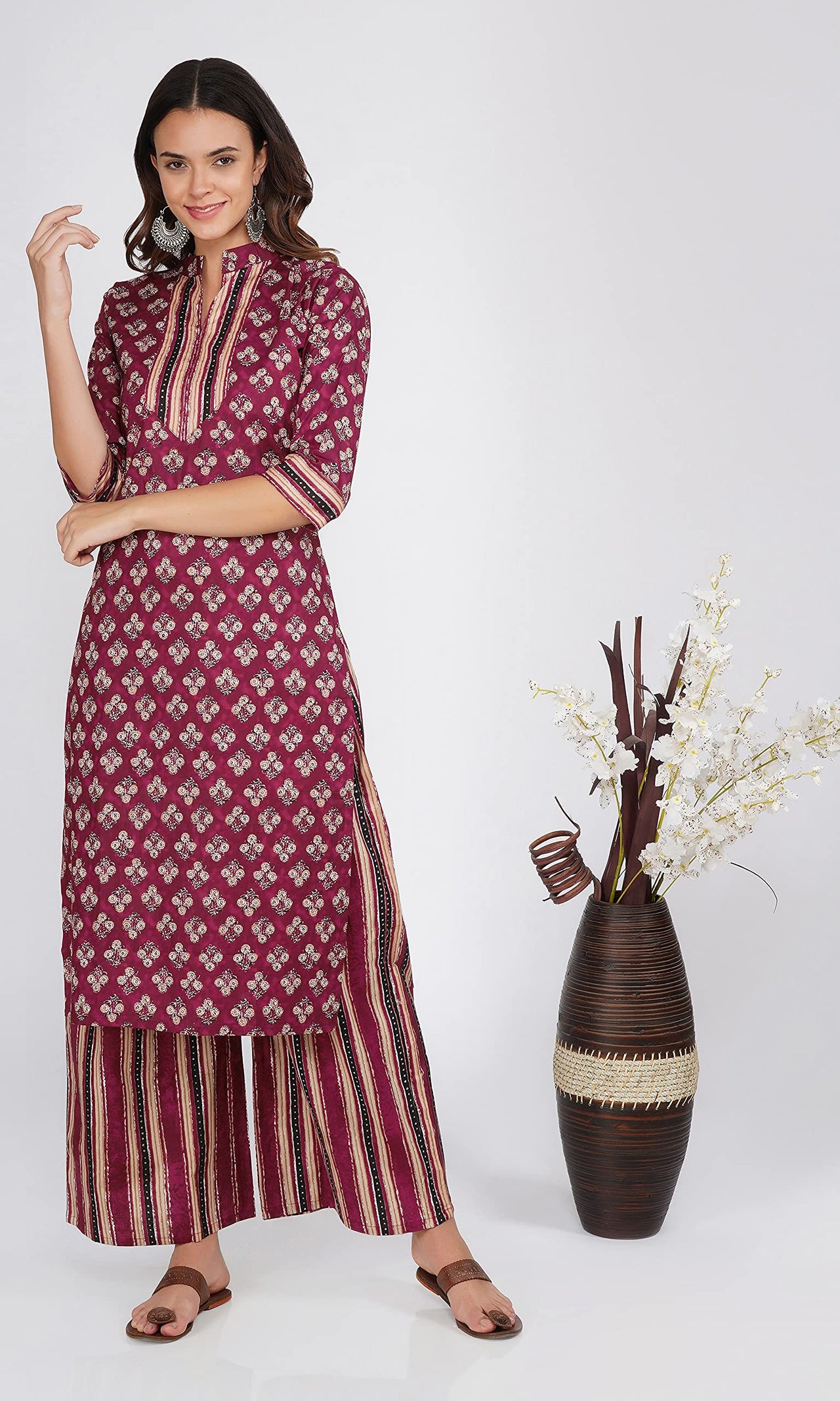 Ratan Women’s Cotton Readymade Salwar Suit Set. Printed Kurti Palazzo Set Latest