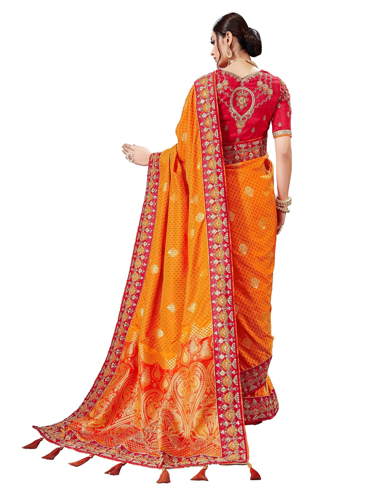 MANOHARI Women's  Silk Blend Saree With Blouse Piece