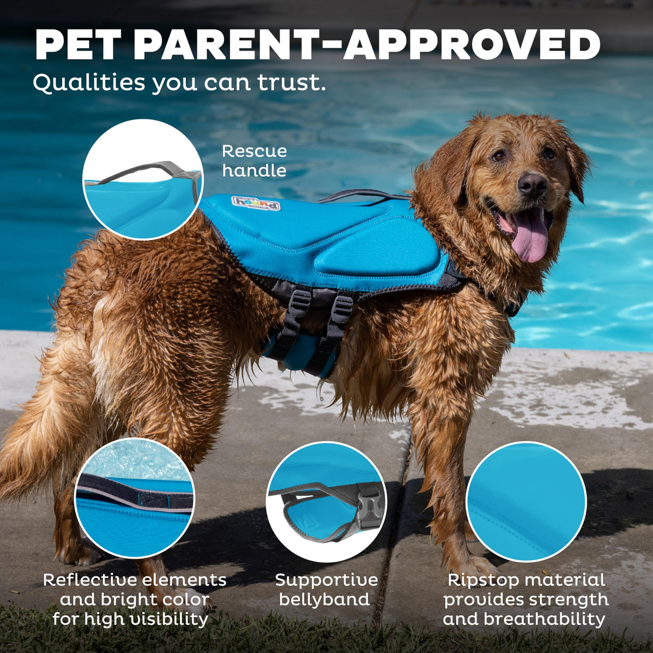 Outward Hound Dawson Swim Blue Dog Life Jacket, Small Dawson (Warmth) Small (Chest Girth: 16"-20")