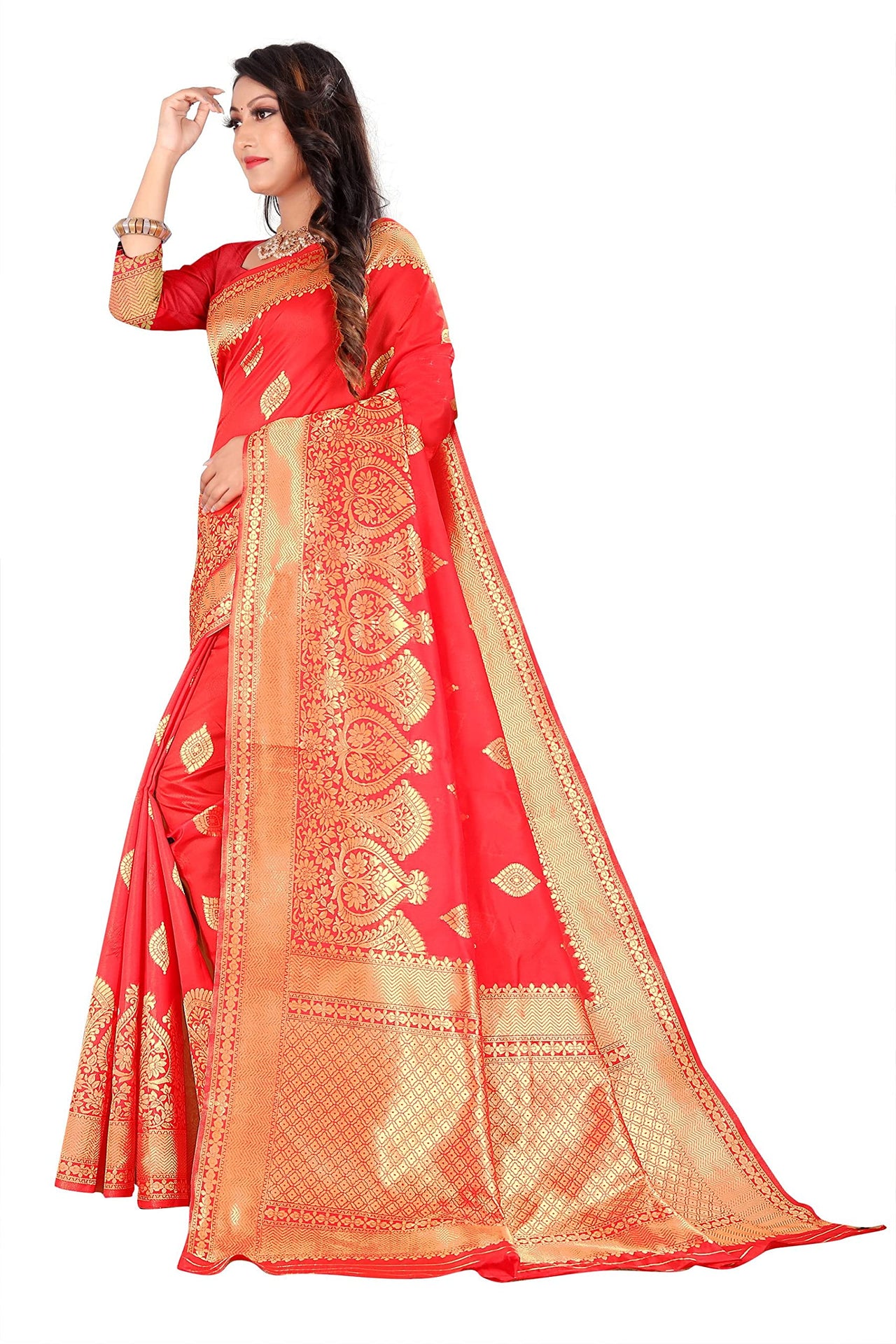 Amazon Brand - Anarva Soft Heavy & Cotton Silk Sarees for women, Beautiful saree free size with unstitched Blouse Piece