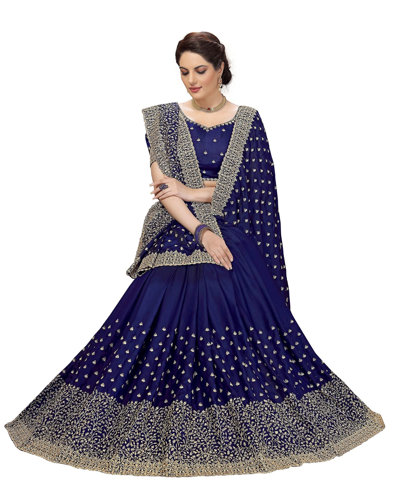 PANASH TRENDS Women's  Heavy Embroidered Silk Saree Women