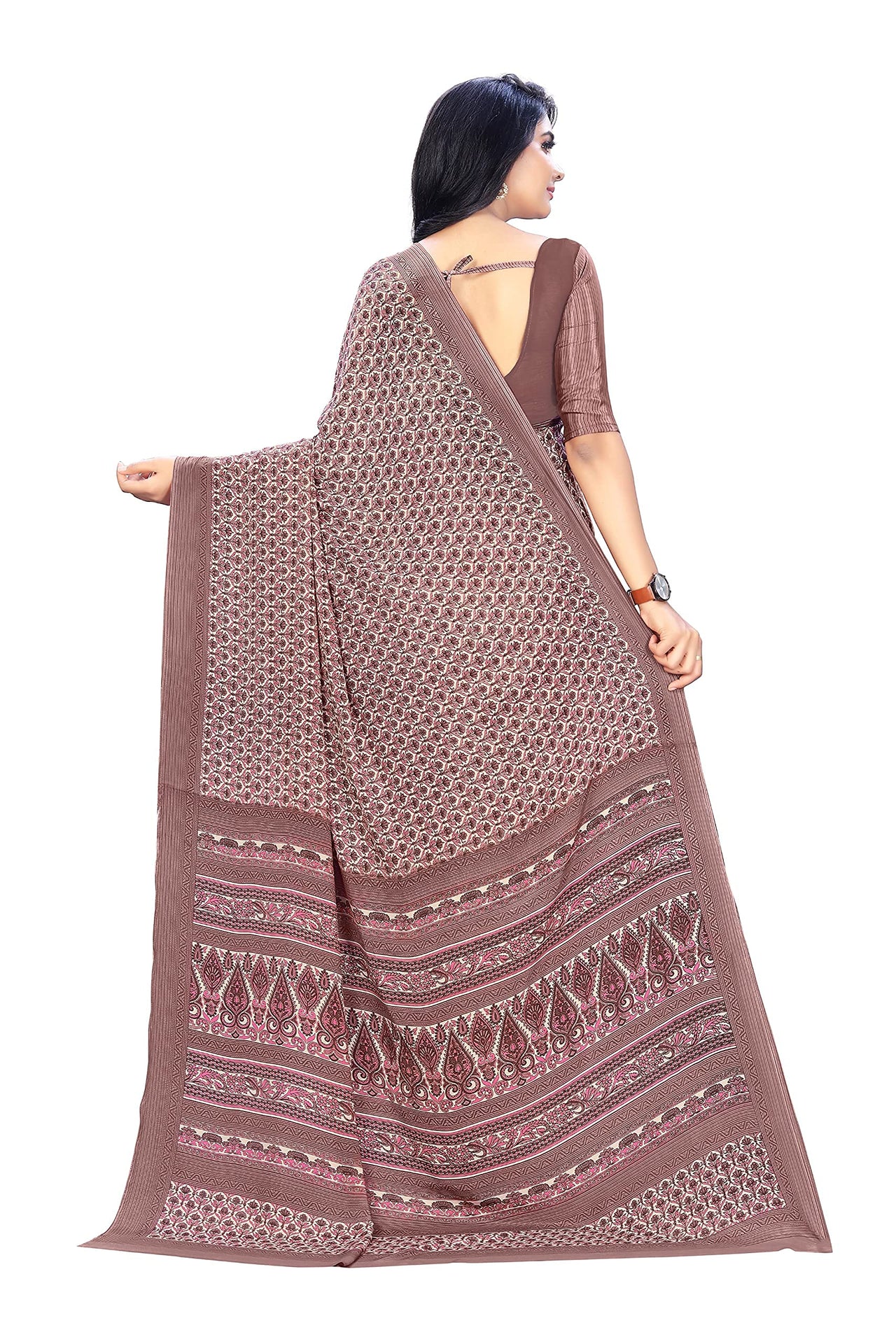 Vimla Women's  Multicolor Crepe Silk Uniform Saree with Blouse