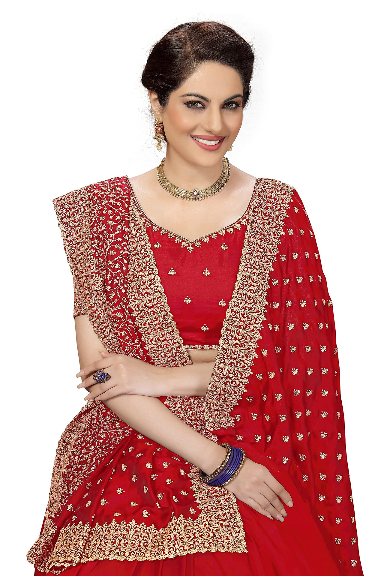 PANASH TRENDS Women's  Heavy Embroidered Silk Saree Women