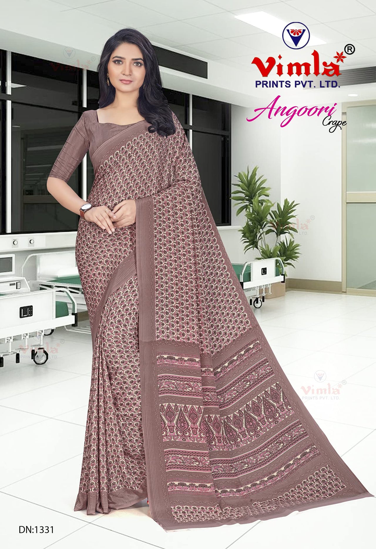 Vimla Women's  Multicolor Crepe Silk Uniform Saree with Blouse