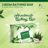 Ozone Neem Bathing Bar | Anti-Bacterial Soap for Acne & Rashes | Enriched with Neem, Coconut Oil & Castor Oil | Paraben-Free | 125g (Pack of 6)
