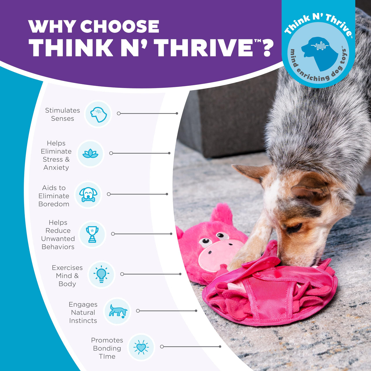 Outward Hound Nina Ottosson Snuffle Palz Interactive Plush Dog Puzzle and Snuffle Mat for Dogs, Non-Slip Snuffle Mat, Dog Enrichment Toys, Plush, Pig, Pink, Large