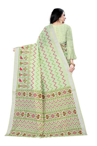 DHRUVI TRENDZ Women's  Cotton Silk Printed Banarasi Patola Silk Blend saree women with Blouse Piece (Orange)