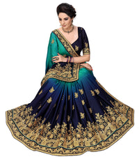 PANASH TRENDS Women's  Barfi Silk Heavy Embroidery Work Saree