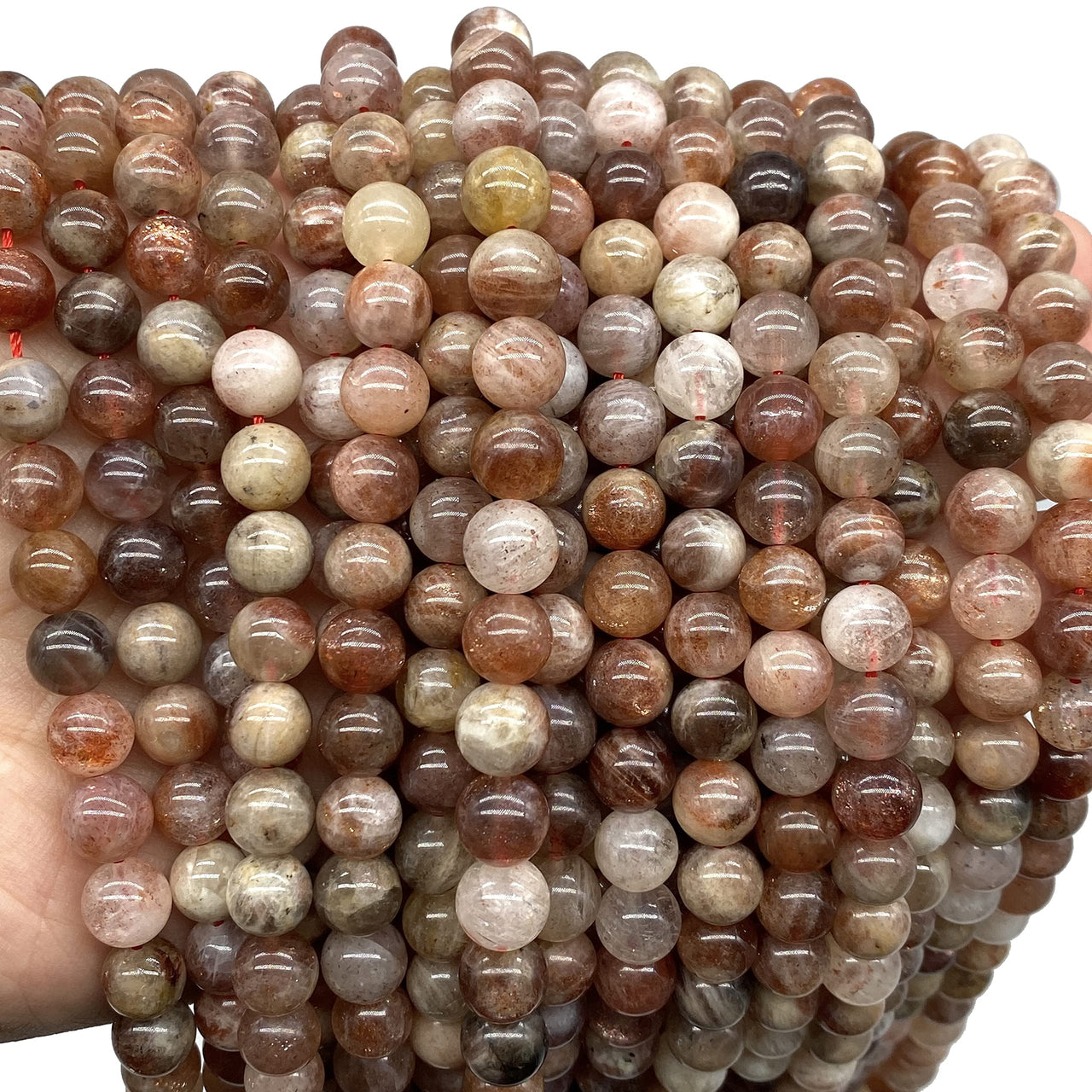 ABCGEMS Madagascan Rainbow Sunstone Beads (Gorgeous Shimmery Golden-Brown Overtones) Healing Crystal Stone Ideal for Bracelet Necklace Ring DIY Jewelry Making Craft Men Women Smooth Round 8mm Rainbow Sunstone (From Madagascar)