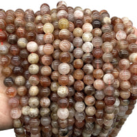 ABCGEMS Madagascan Rainbow Sunstone Beads (Gorgeous Shimmery Golden-Brown Overtones) Healing Crystal Stone Ideal for Bracelet Necklace Ring DIY Jewelry Making Craft Men Women Smooth Round 8mm Rainbow Sunstone (From Madagascar)