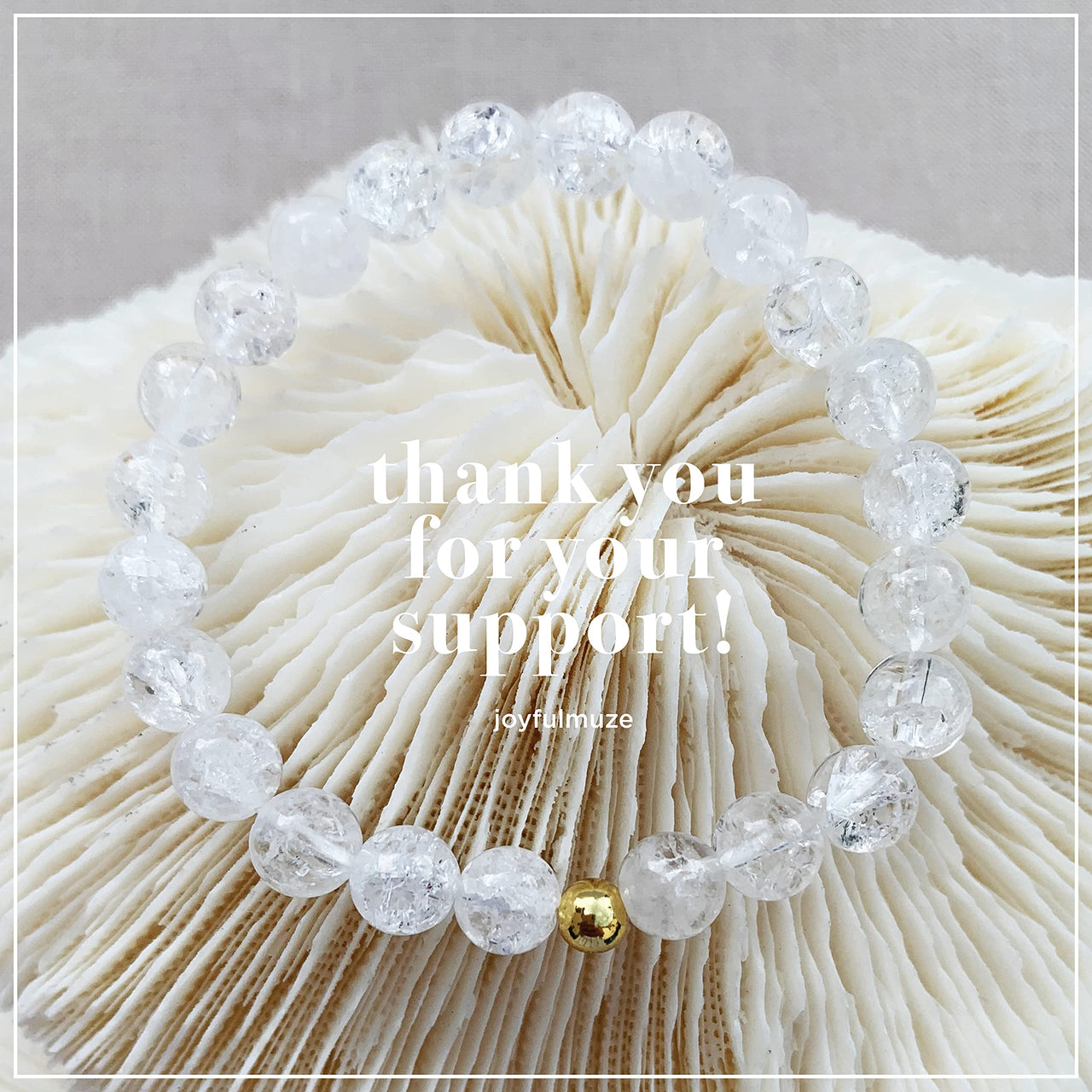 Joyfulmuze Clear Quartz Crystal Bracelet, Chakra Healing Energy Balancing, Simple Natural Stone, Handmade Jewelry Gift, Gold and White, 8mm 7”wrist (Burst - Clear Crystal) Burst - Clear Crystal