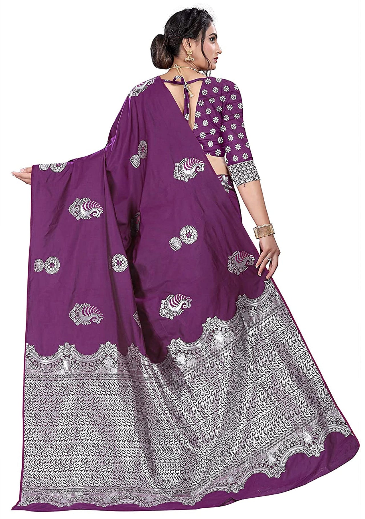 PANASH TRENDS Women's  Kanchipuram Banarasi Art Silk Saree with Blouse Piece