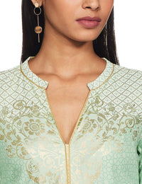 Aurelia Women's  Rayon Straight Kurta Light Green M