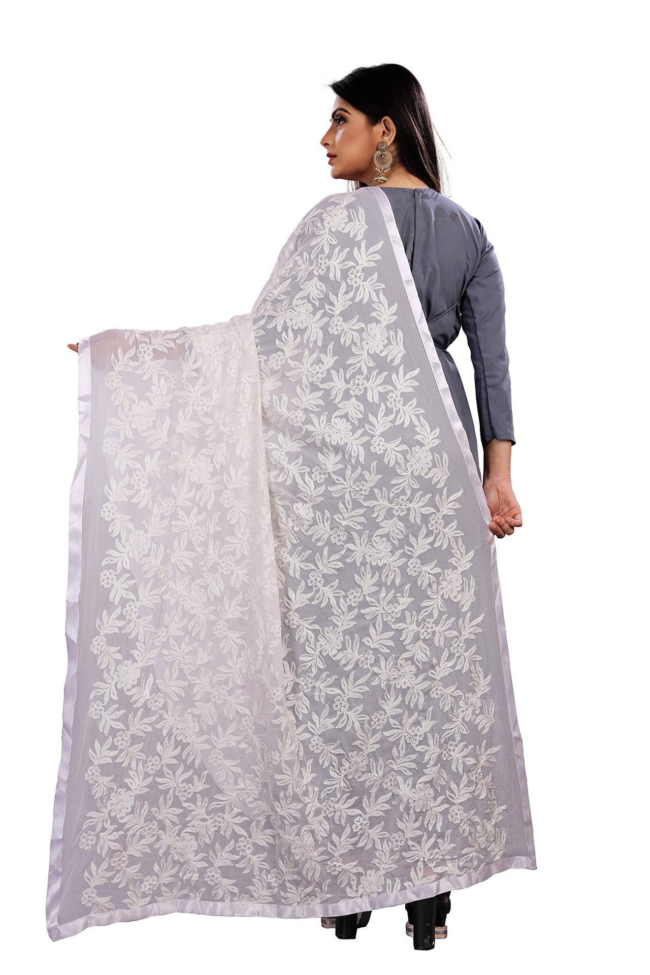 Akshar Llc Miss India Women's  Chiffon Dupatta With Goodembroidery Work