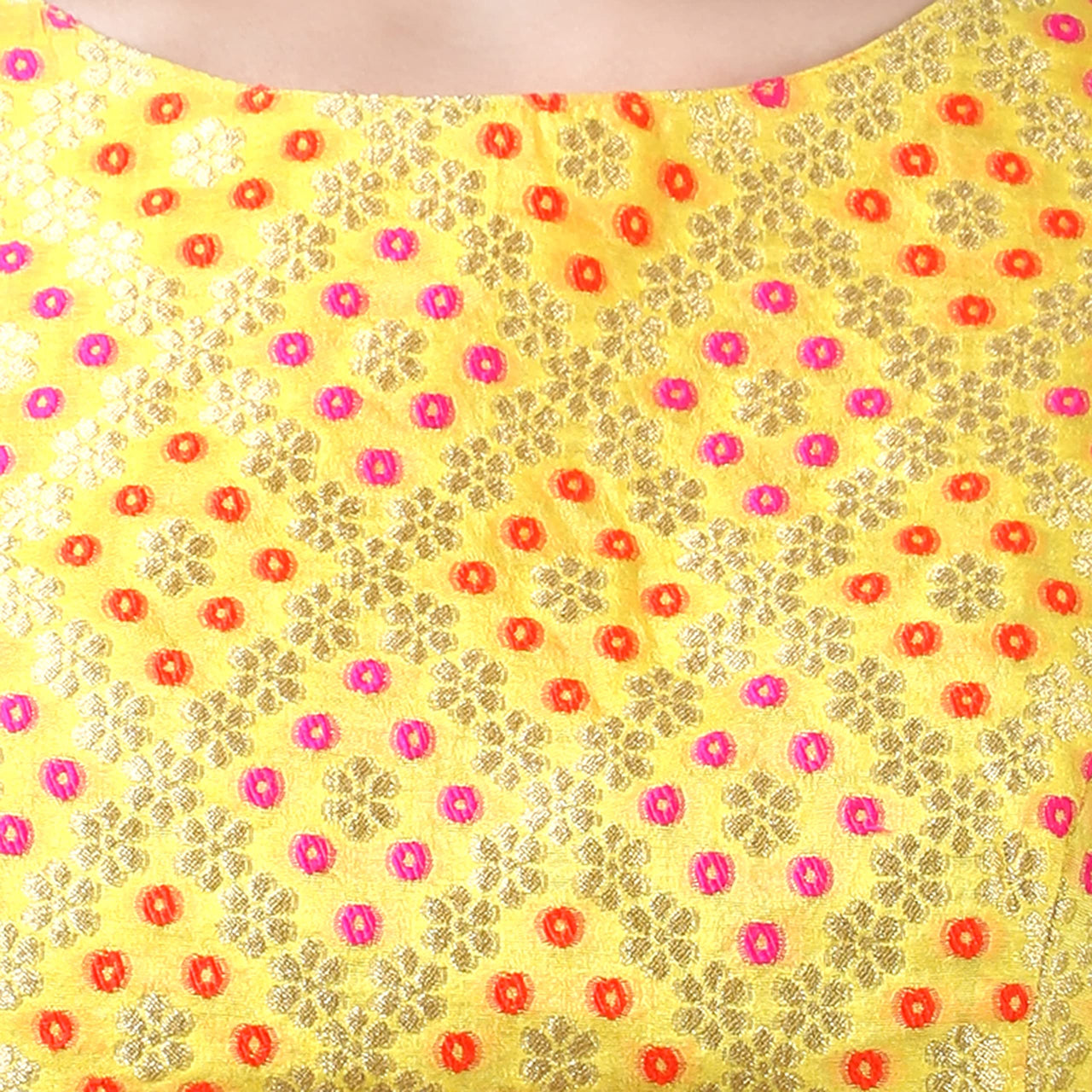 X3 Women's  Brocade Zari Weaving Elbow Length Sleeves Saree Blouse