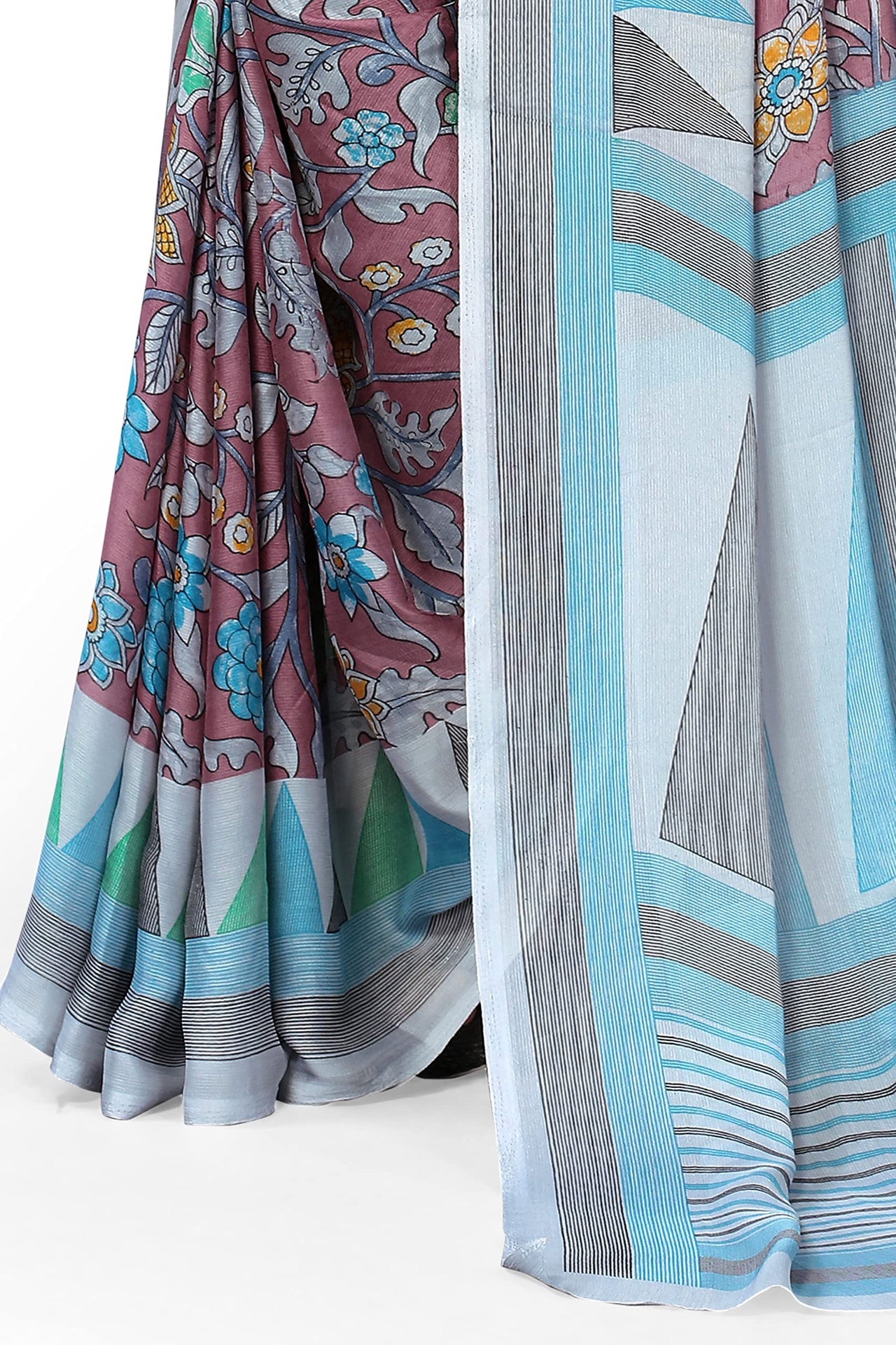 MIRCHI FASHION Women's  Stylish Chiffon Floral and Geometric Printed Saree with Blouse Piece