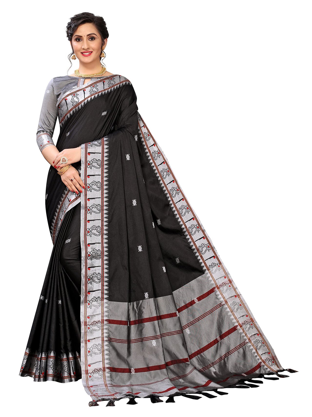 Regolith Designer Sarees for women banarasi silk saree with fancy saree Un-stitched blouse Pieces