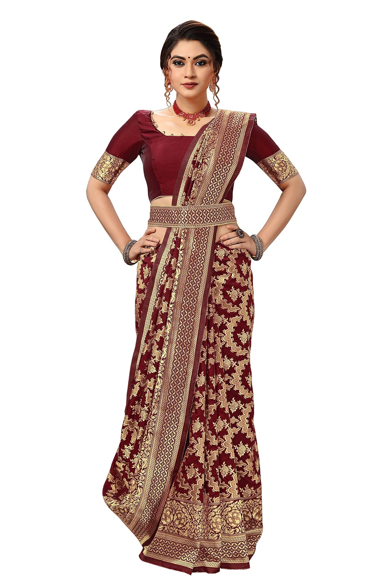 Nivah Fashion Women's  Banarasi Art Silk Saree with Blouse Piece