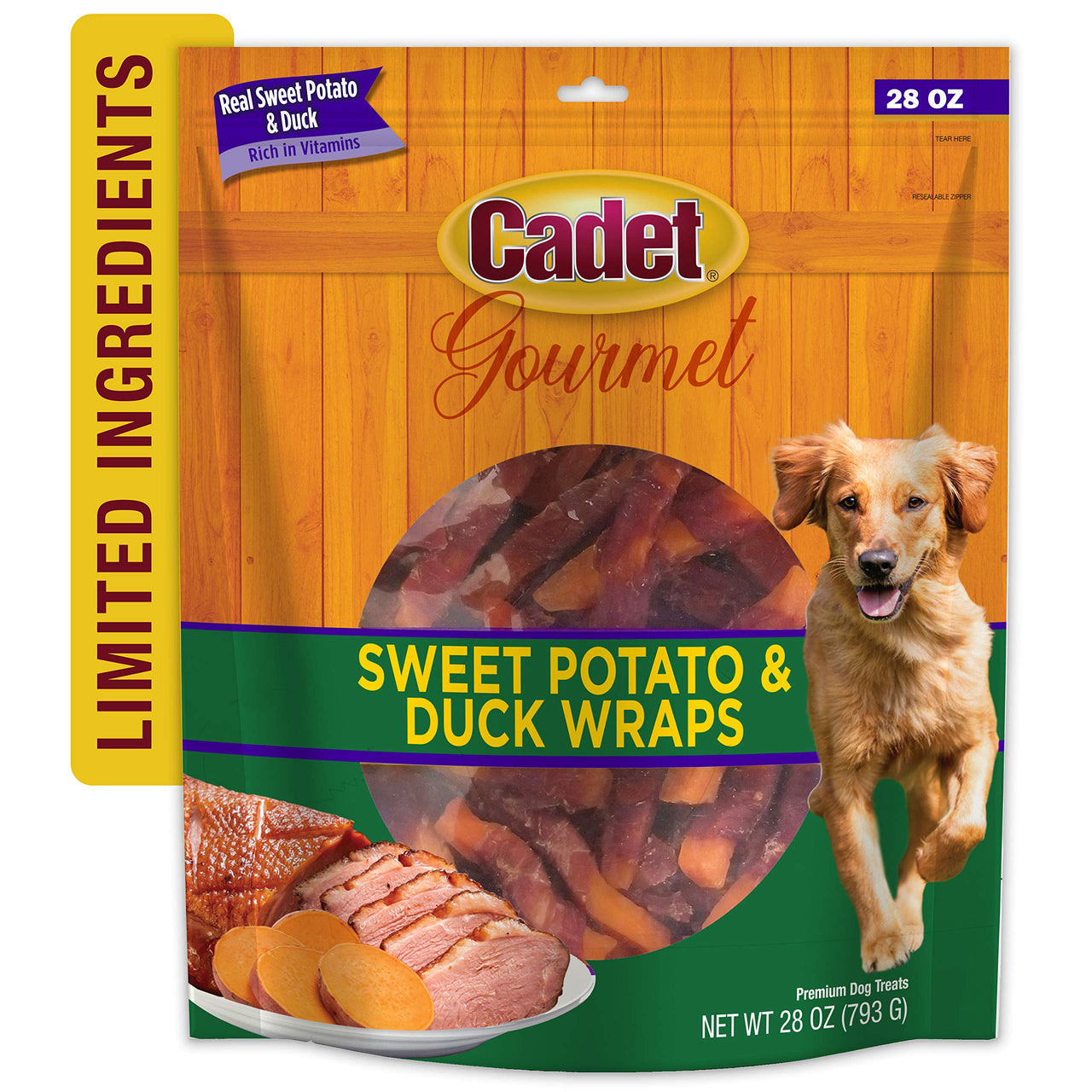 Cadet Gourmet Sweet Potato & Duck Wraps Dog Treats - Healthy & Natural Duck & Sweet Potato Dog Training Treats for Small & Large Dogs - Inspected & Tested in USA (28 oz.) 1.75 Pound (Pack of 1)