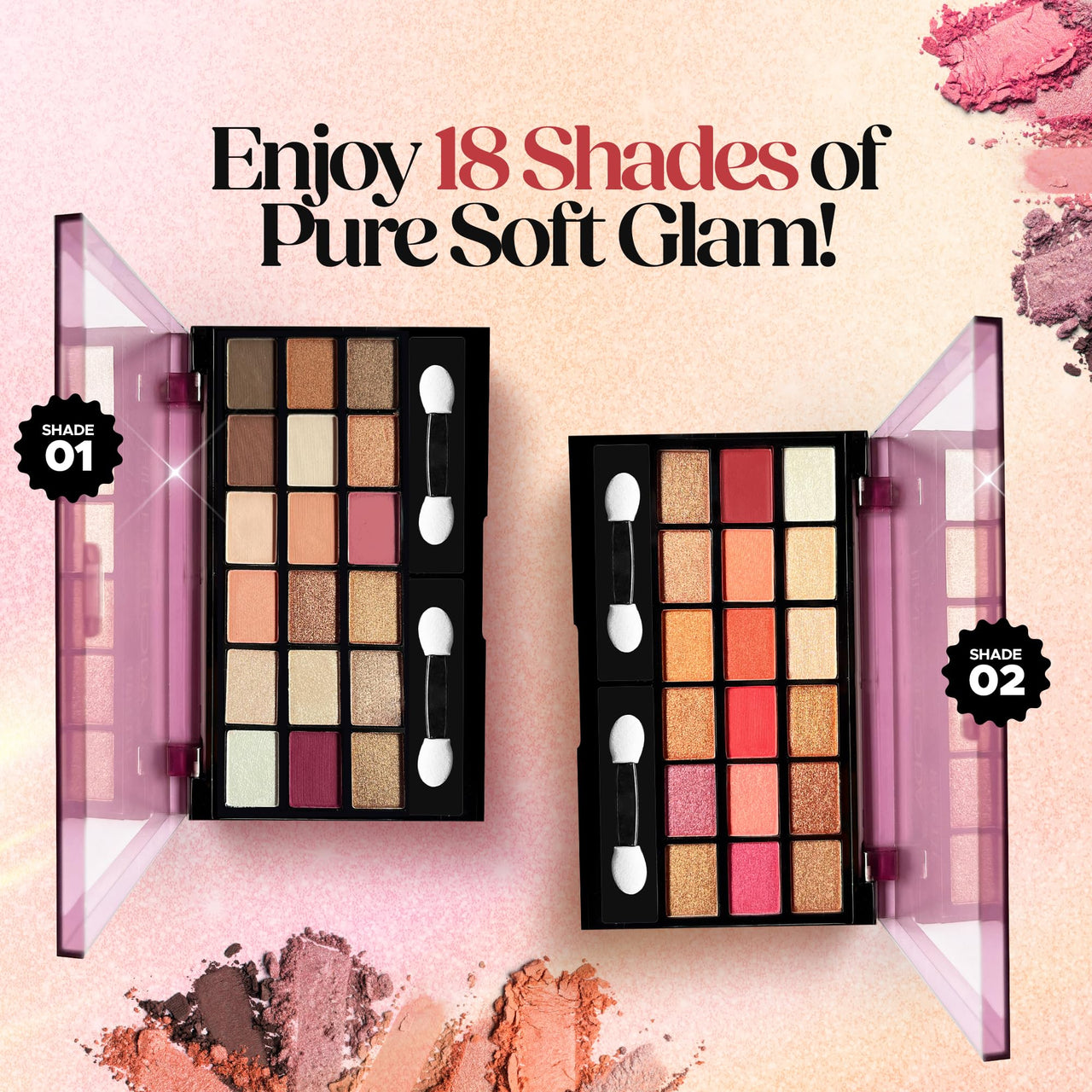Hilary Rhoda Soft Glam Eyeshadow Palette | Highly Pigmented & Long Lasting Eyeshadow Palette | Matte & Shimmer Finish | 18 Shades (Multicolor - Shade 2)