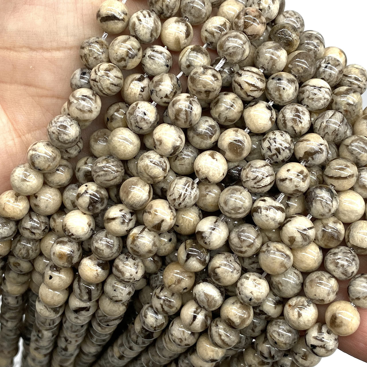 ABCGEMS Madagascan Zebradorite Feldspar Beads (AKA Graphic Feldspath) Healing Energy Crystal Stone Ideal for Bracelet Necklace Ring DIY Jewelry Making Craft Men Women Smooth Round Tiny 6mm Zebradorite Feldspar (From Madagascar)