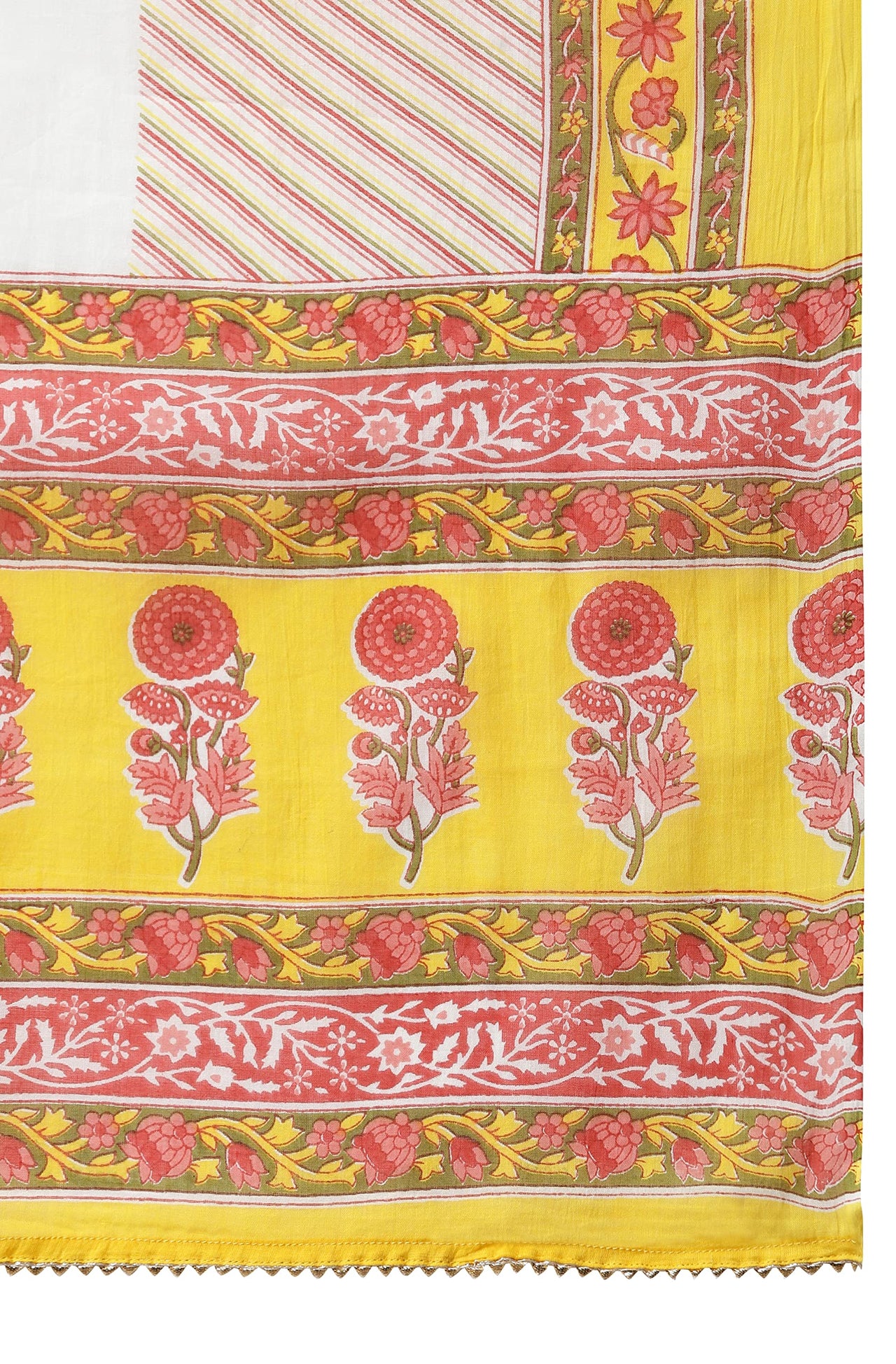 Janasya Women's  Yellow Cotton Kurta with Pant and Dupatta