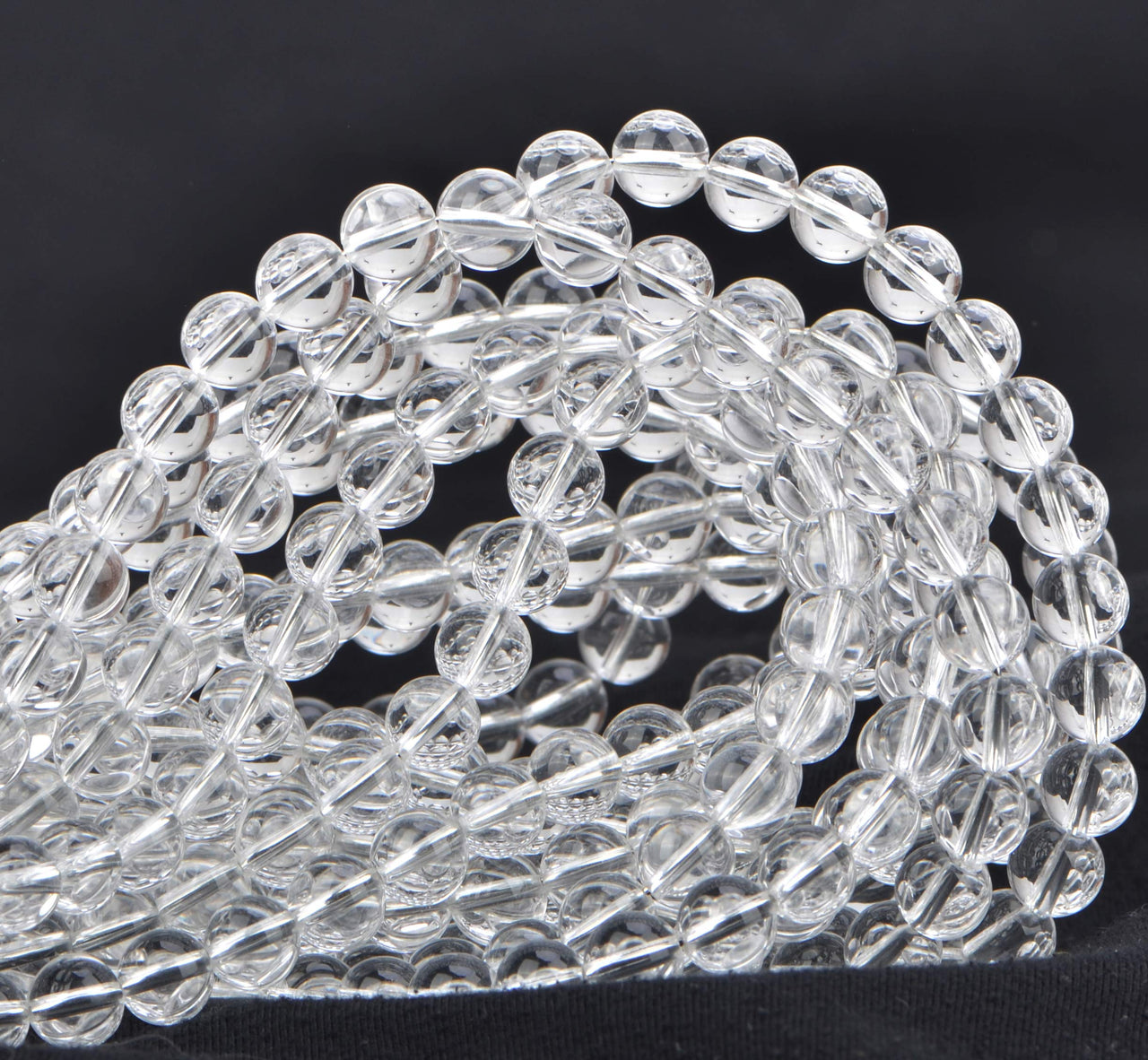 100Pcs Natural Crystal Beads Stone Gemstone Round Loose Energy Healing Beads with Free Crystal Stretch Cord for Jewelry Making (Clear Crystal, 8MM) Clear Crystal