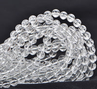 100Pcs Natural Crystal Beads Stone Gemstone Round Loose Energy Healing Beads with Free Crystal Stretch Cord for Jewelry Making (Clear Crystal, 8MM) Clear Crystal