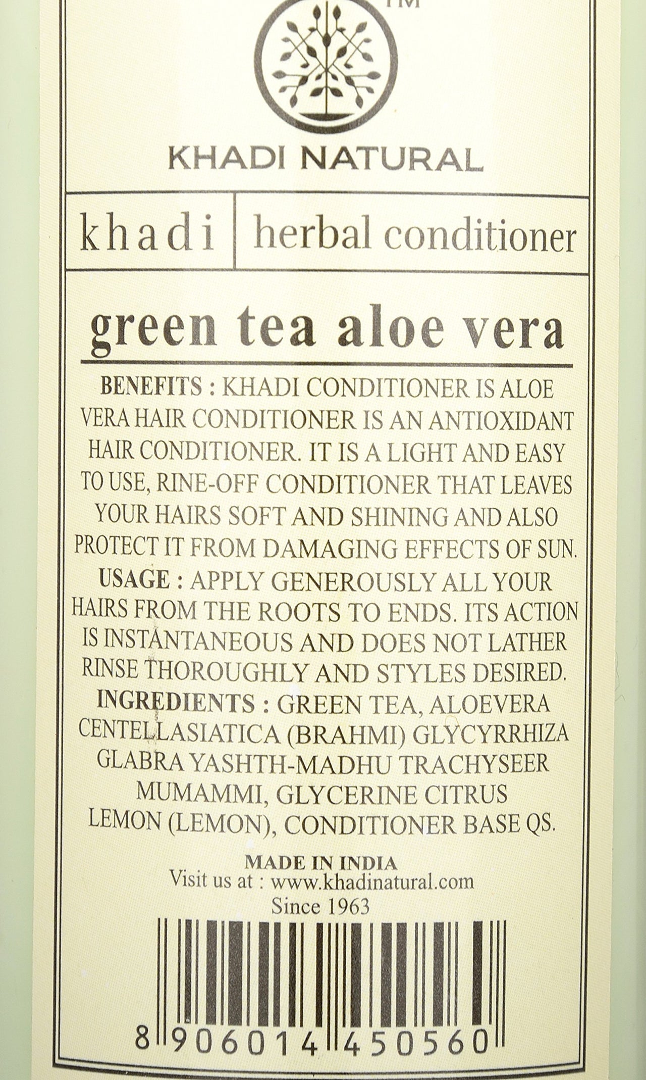 Khadi Naturals Green Tea & Aloe Vera Hair Conditioner | Restores Shine, Smoothness & Manageability | Tames Tangled Hair Naturally | Suitable for All Hair Types | Combo Pack- 210 ml each