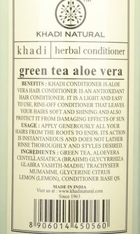 Khadi Naturals Green Tea & Aloe Vera Hair Conditioner | Restores Shine, Smoothness & Manageability | Tames Tangled Hair Naturally | Suitable for All Hair Types | Combo Pack- 210 ml each