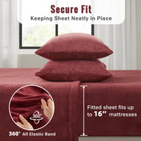 Sleep Philosophy True North Fleece Sheet Set Full, Solid Color, Warm & Plush Sheets Soft Fleece Bedding Full Size Sheets, Fitted Pocket Fits Up to 16