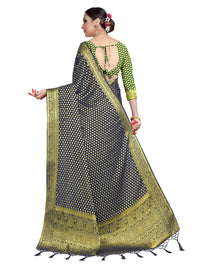 Vardha Women's  Chiffon Silk Saree with Unstitched Blouse Piece - Zari Woven Work Sarees for Wedding