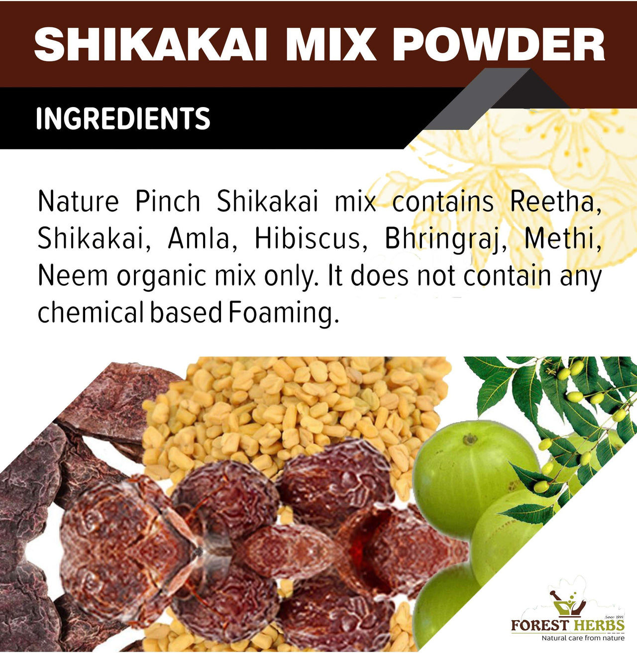 The Forest Herbs Natural Care From Nature Organic Hair Shampoo with Amla, Reetha, Shikakai, Bhringraj, Hibiscus, Neem Methi for Hair Wash (Advanced Herbal Shampoo) 500g