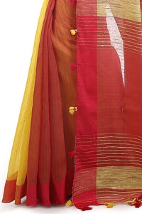 BENGAL HANDLOOM Women's  Art Silk Cotton Stripe Saree With Blouse Piece
