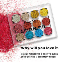 Seven Seas Glitter Eyeshadow Palette Shimmery Finish for Eye Makeup | Long Lasting | Highly Pigmented For Smokey Eye Palette (Skin)