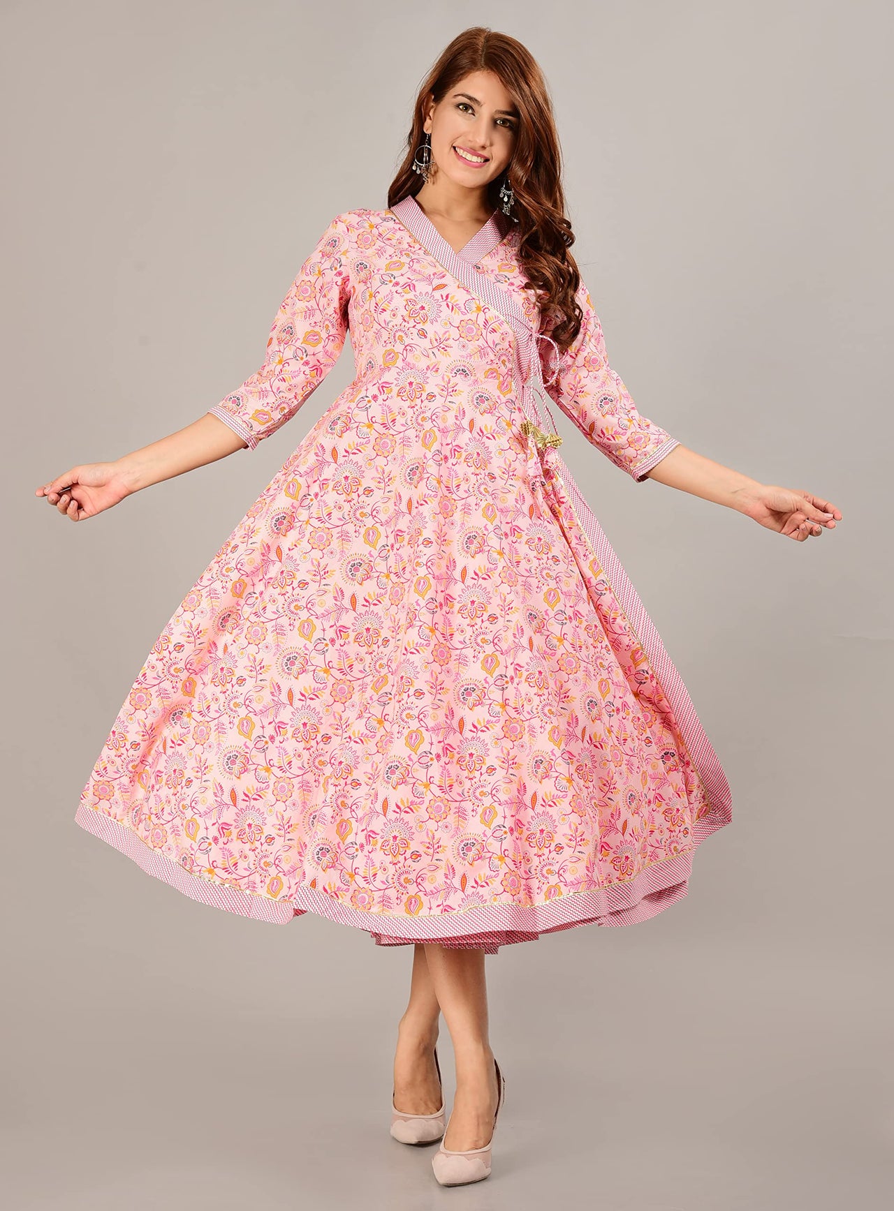 COTLAND Fashions Jaipuri Cotton Printed Angrakha/Angarkha/Front-Open Kurti for Women