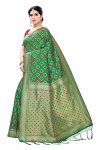 AKHILAM Women's  Banarasi silk woven Design Saree with Unstitched Blouse Piece(GNG220_QL_Parent)