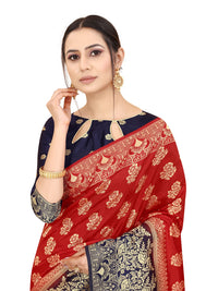 SATYAM WEAVES Women's  Banarasi Cotton Silk Saree With Blouse Piece