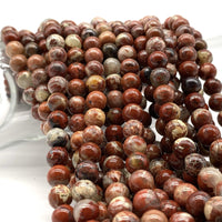 ABCGEMS Morgan-Hill California White-Lace Poppy Jasper Beads (Gorgeous Crystal Quartz Inclusion) Healing Crystal Stone Ideal for Bracelet Necklace Ring DIY Jewelry Making Men Women Smooth Round 8mm White-Lace Poppy Jasper (From USA)