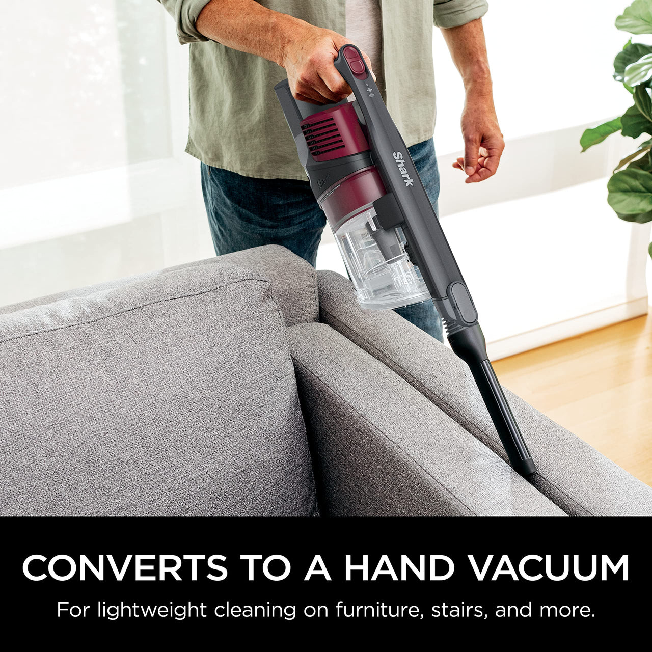Shark IZ631H Cordless Pro Vacuum with PowerFins and Self-Cleaning Brushroll, Includes Upholstery Tool & Crevice Tool, Up To 60 Minute Runtime, HEPA Filtration, Cordless Vacuum, Dark Grey/Mojito Gray