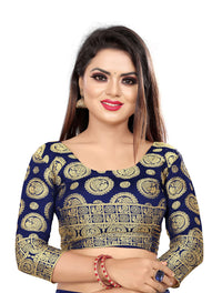 SATYAM WEAVES Women’s Daily/Party/Wedding/Casual Wear Rapier Jacquard Banarasi Cotton Silk Saree With Jacquard Designed Unstitched Blouse Piece