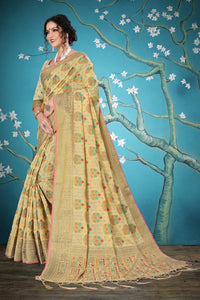 Divine International Trading Co Women's  Chanderi Saree With Blouse Piece