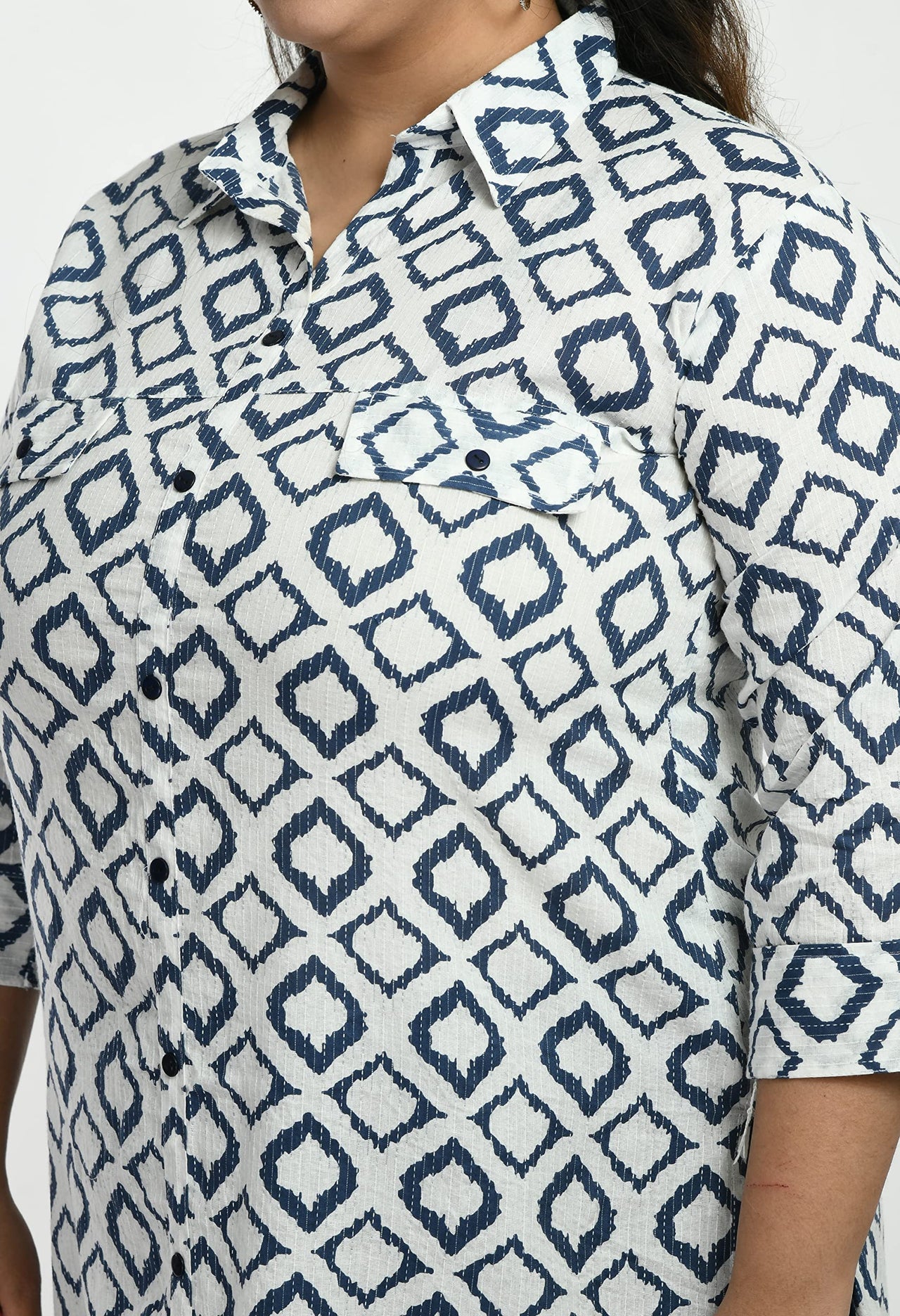 AnjuShree Choice Women Cotton Kurta 6XL White Blue